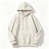 Moletom com capuz de alta qualidade 320g, ombros ligeiramente caídos, camada dupla, moletom com capuz liso de cor sólida, moletom com capuz branco