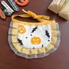 Babero de Halloween para Mascotas, Set de Sombrero Divertido de Cabeza de Calabaza para Gato y Collar, Decoración Fotográfica de Fantasma Osito para Perro