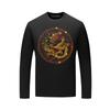 Moda nacional outono homens manga comprida T-shirt gola redonda top roupas moda plus size camisa inferior strass masculino dragão fino