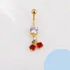 Anillos de Ombligo de Acero Inoxidable Coloridos Transfronterizos Europeos y Americanos, Serie Completa de Diamantes de Alta Gama, Varios Accesorios para Piercing de Ombligo Serie Fruta Cereza