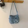 Nova Bolsa Jeans 2026 para Mulheres, Bolsa de Ombro Transversal com Múltiplos Bolsos, Bolsa Pequena Vintage, Bolsa de Moda Versátil Desgastada para Mulheres