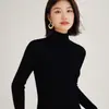 Suéter de Cuello Alto Base para Mujer 2025 Nuevo Otoño e Invierno Manga Larga Ajustado Top de Punto de Cachemir