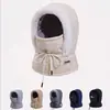 Bufanda con máscara gruesa de invierno, gorro tipo Lei Feng integrado, gorro cálido para mujer, a prueba de viento para montar, gorro de algodón a prueba de frío