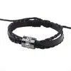 Pulsera Trenzada Multicapa para Hombre de Bicicleta Nueva Europea y Americana Cruzada de Piedra Negra Joyería de Cuero Retro de Moda