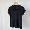 Camiseta Top Feminina de Verão Quente Mais Vendida Taochuan Versátil com Gola Polo de Tricô de Manga Curta Mistura de Lã Yl529