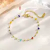 Collar de Acero Inoxidable con Piedras de Color Irregulares Estrelladas de Dopamina Colorido para Mujer Cadena Versátil para Clavícula Nuevo Conjunto de Lujo Ligero