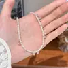 Moda Estilo Ins Simples Versátil Zircônia Rosa Pérola Shijia Colar Corrente para Clavícula de Temperamento de Luxo Leve de Alta Qualidade para Mulheres