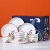 Conjunto Chongshang Jinli Criativo Luxo Leve Cerâmica Tigela Prato Colher Conjunto de Louças Presente de Atividade Comercial de Ponta Atacado