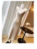 Vestido de Acetato de Alta Moda Vestido Halter de Satén para Mujer Verano Cuello Halter Sedoso Color Sólido Vestido Largo para Socialités