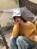 Suéter Amarillo de Hombros Descubiertos Estilo Coreano Atmosférico, Perezoso y de Alta Gama, Ropa de Principios de Otoño para Mujer, Top Holgado Súper Bonito para Usar Solo