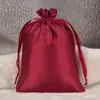 Bolsa de Cetim Imitação de Seda Bolsa com Cordão Presente Joias Peruca Bolsa de Armazenamento à Prova de Poeira Em estoque Atacado