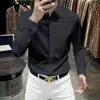 Camisa de vestir de manga larga para hombre de alta gama, nuevo estilo business casual 2026, sin arrugas, elegante, corte ajustado, color blanco