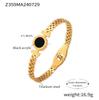 Europa e Estados Unidos pulseira de pulseira com pulseira de algarismos romanos transfronteiriça aço titânio ouro 18k incrustado acrílico preto joias da moda