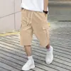 2026 Shorts de Trabalho Masculino Mais Vendidos na Amazon Transfronteiriço Soltos Retos Verão Multi-Bolsos Cordão Calças Três Quartos