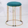Banqueta doméstica estilo nórdico luxo leve banqueta de aço simples tecido espessado banqueta para mesa de jantar banqueta redonda da moda banqueta dourada de celebridade da internet