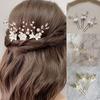 Tocado de novia para boda, 3 grupos de flores blancas, horquilla en forma de U, accesorios para el cabello, venta directa de fábrica transfronteriza
