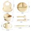 Venta Cruzada de Mayor Venta Juego de 7 Piezas de Vajilla de Silicona de Grado Alimenticio, Juego de Vajilla Especial para Bebés, Juego de Vajilla para Comida Complementaria