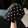 Chapéu de Pato com Bolinhas Estilo Coreano para Mulheres, Boina Fashion Retrô para Primavera e Verão, Grande Circunferência da Cabeça, Chapéu de Jovem Newsboy Emagrecedor de Rosto
