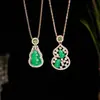 Colar Imitação de Jade Novo Chinoiserie Pingente Verde Corrente Longa para Suéter Colar Elegante de Alta Qualidade Que Não Desbota Acessórios de Vestuário