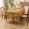 Mantel Vintage Estilo Francés Transfronterizo con Volantes Artísticos, Diseño Hueco, Tela Cubierta Antideslizante para el Hogar, Decorativo, Venta Directa de Fábrica