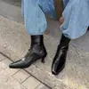 Hebilla de cinturón desmontable de dos vías botas elegantes capaces adelgazantes 2026 Otoño/Invierno tacón de gatito tacón medio punta cuadrada botines elásticos para mujer
