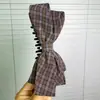 Pinza de plátano con lazo de tela a cuadros estilo coreano, pinza vertical de alta gama y exquisita para peinado semirecogido de mujer, accesorio para el cabello