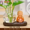 Hui Le Pequeño Monje Rábano Verde Florero Hidropónico Contenedor de Flores de Vidrio Adorno de Decoración de Escritorio Creativo Templo Zona Escénica Regalo
