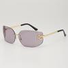 Llegada Nueva 2024 Gafas de Sol Curvas sin Marco Estilo Y2K Lujo Ligero Estilo Falso Mismo Estilo que Zhang Yuanying Gafas de Sol de Alta Gama para Hombres