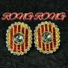Brincos de Pedras Coloridas e Diamantes Transfronteiriços Europeus e Americanos Vintage Coloridos Esmaltados Argola de Prata de Alta Qualidade Brincos de Pino Leve Luxo Ins para Mulheres