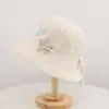 Sombrero de pescador de punto de alpaca fino de color liso con diseño calado y abertura, de otoño coreano, sombrero tipo cubo de lana transpirable con estampado de estrellas para mujer