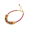 Nuevo Pulsera de Hilo Rojo con Moneda de Cobre Esmaltada Colorida Versátil Exquisita y de Moda Estilo Chino con un Toque de Lujo Ligero y de Gama Alta para Mujeres