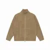 Yidao Vintage 2026 Otoño Nuevo Estilo Japonés Retro Old Money Suéter Cardigan de Punto Trenzado con Cremallera y Cuello Alto