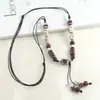 Colar de Cerâmica Dezhou Estilo Étnico Vintage, Pingente de Borboleta Simples e Versátil, Corrente Longa para Suéter, Acessório de Moda para Mulheres