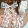 4 Lazos de Encaje Bordado Beige Anchos Accesorios para el Cabello Accesorios Joyería Lolita Cinta para Envolver Ramo