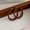 Pendientes de invierno de moda, círculo grande flocado marrón, hebillas para orejas, pendientes de terciopelo retro de alta gama, pendientes de felpa