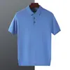 Nueva camiseta interior fina de verano para hombre, de seda + lana, con cuello polo de manga corta, absorbente de sudor y transpirable, de importación transfronteriza