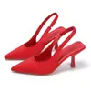 Zapatos de Mocasín con Punta Aguda de Estilo Europeo y Americano con Correa Trasera, Nuevas Sandalias de Tacón Alto de Gran Tamaño de Estilo Europeo y Americano al por Mayor