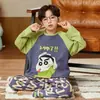Pijama infantil da moda para primavera e outono 2026 novo modelo para meninos, 100% algodão, manga longa, com desenho, estiloso, para usar em casa no outono