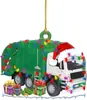 Nova Decoração de Árvore de Natal Caminhão Pendurado Pingente Plano de Acrílico Escavadeira Decoração Pendurada Decoração Rústica de Fazenda