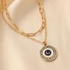 Collar de lujo ligero con diseño de nicho, tendencia de moda, doble capa, moneda redonda, galaxia, luna, gota de aceite, personalizado para mujer.