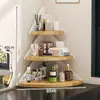 Estante de esquina acrílico para almacenamiento de cosméticos, estante de esquina para perfume, productos para el cuidado de la piel y aromaterapia en el tocador