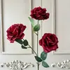 Flores Artificiais de Rosa Realistas de Três Cabeças para Salão de Casamento, Arranjos de Flores Artificiais, Arte Floral para Painel de Fundo, Decoração Suave para Exterior e Paisagismo