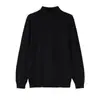 Camiseta Base de Punto de Color Sólido con Cuello Medio para Otoño e Invierno, Estilo Coreano Holgado Casual de Manga Larga, Interior, Suéter de Cuello Semi-alto de Alta Gama