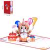 Tarjeta de cumpleaños de gato, creativa tarjeta de felicitación tridimensional 3D, tarjeta de invitación de cumpleaños infantil recortada en papel, tarjeta de regalo navideña con bendición
