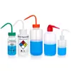 Frasco lavador de plástico cabeça branca cabeça vermelha frasco para encher soprando boca vermelha boca branca frasco de limpeza com cotovelo frasco de limpeza por espremer frasco de enxágue metanol etanol