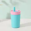 Venta al por mayor del fabricante Nuevo Modelo Taza Térmica de Acero Inoxidable de Doble Capa 12oz Taza con Popote para Niños Taza Portátil para Café para Viajes en Coche