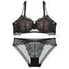 Conjunto de lencería de encaje de estilo francés con doble tirante para otoño, transfronterizo, para mujeres jóvenes, diseñado para realzar el busto y brindar soporte