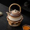 Set de Estufa de Té de Madera Estilo Japonés con Base para Tetera, Calentamiento con Vela, Estufa de Té para Exteriores, Tetera y Tazas de Té Juego Completo