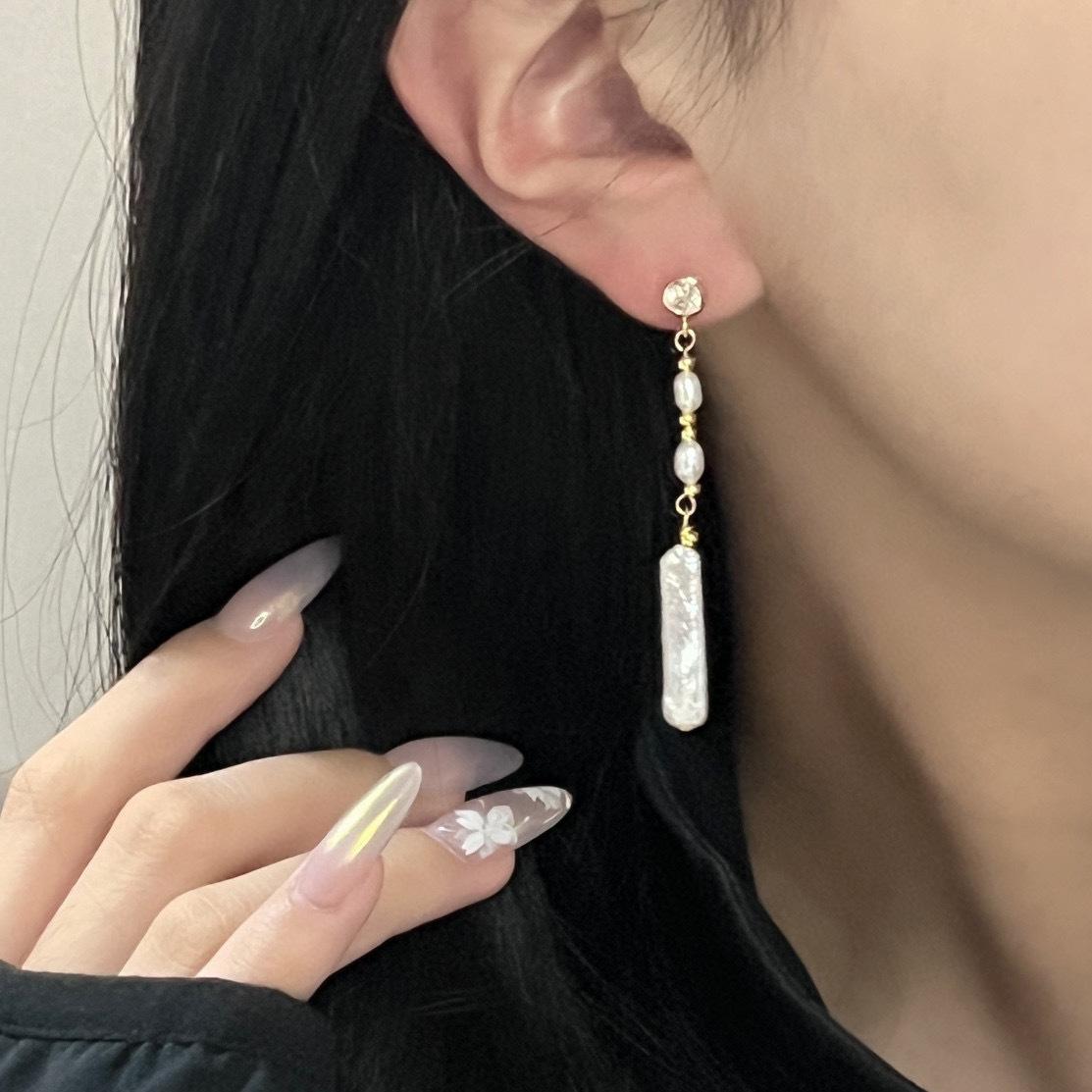 复古气质天然淡水巴洛克珍珠耳钉女ins小众高级感