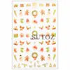 Pegatinas de arte para uñas navideñas: duendes de dibujos animados, renos, hombres de jengibre, copos de nieve, árboles de Navidad, bordes dorados, impermeables, pegatinas festivas para decoración de uñas
